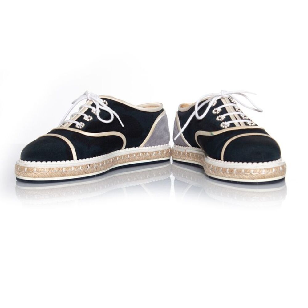 Satin espadrilles in blue - Picture 6 of 7